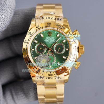 Replica Rolex Cosmograph Daytona 40 All Yellow Gold Green Dial Watch